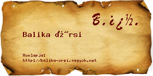 Balika Örsi névjegykártya